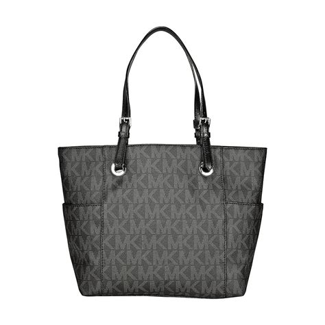 michael kors jet set signature black pvc logo tote|Michael Kors carryall.